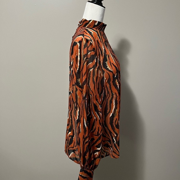 Angeleye Zebra Print High Neck Chiffon Blouse - Picture 7 of 13
